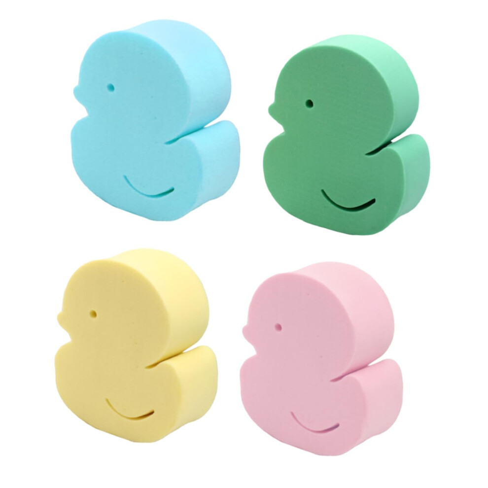 Cute Duck Bath Sponge Set 4pcs  Soft Gentle Exfoliating Shower Brush for Baby and Newborn Bath Time