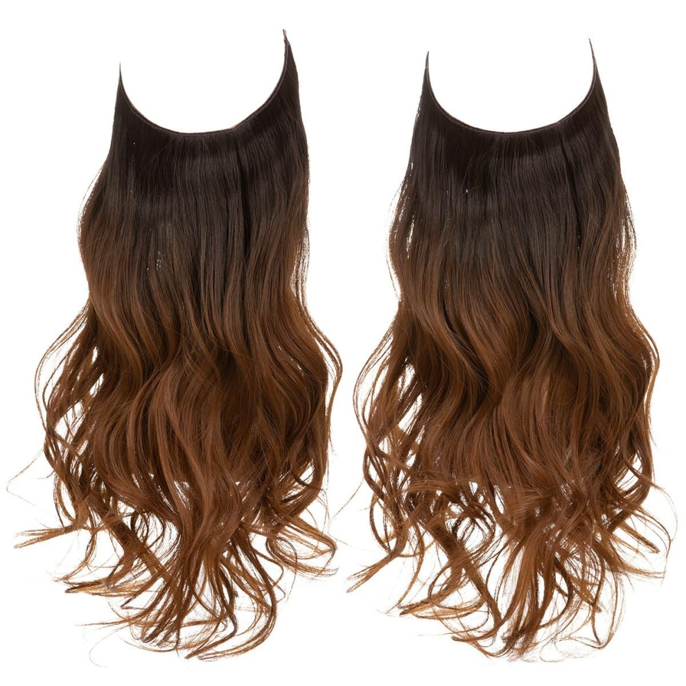 Women's Long Curly Wig with Natural Curl Design, MultiColor Gradient, Breathable Mesh Base, 18 Inch