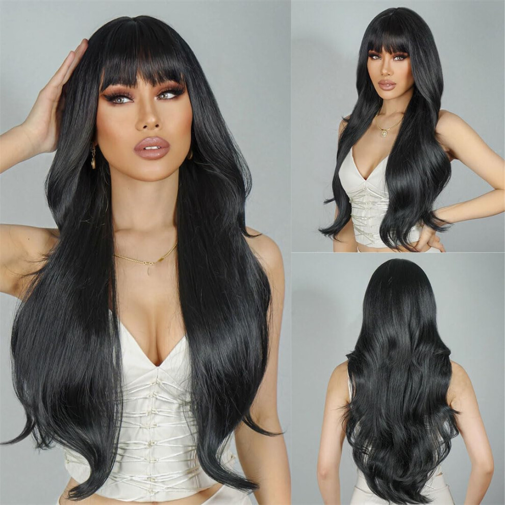 Unisex Red Long Curly Wig With Bangs Auburn Lace Front Human Hair 180 Density Natural Hairline