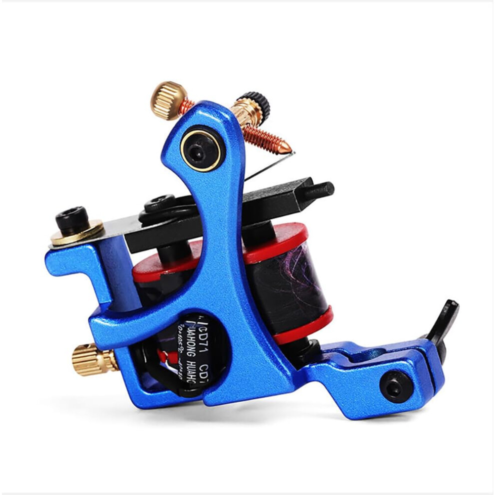 Professional Coil Tattoo Machine Set with 12 Wrap Copper Coils for Lining and Shading