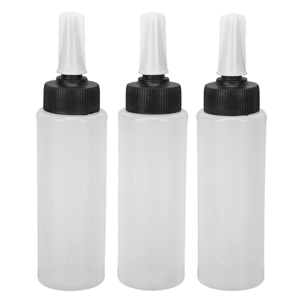 Hair Color Applicator Bottle Set 3pcs Refillable with LeakProof Cover and Measuring Scale for Salon Use