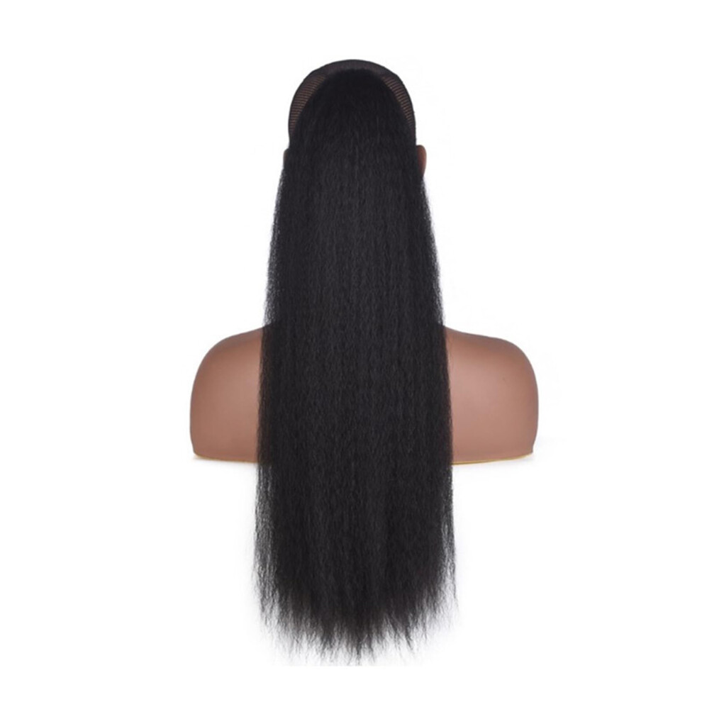 Unisex Black Wavy Ponytail Extension 65Cm Long Synthetic Wig Heat Resistant Hairpiece For Women