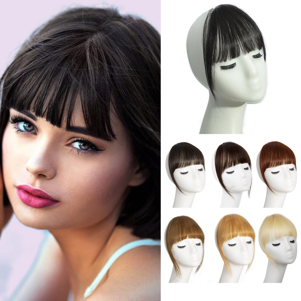 Clip in Human Hair Bangs Natural French Fringe Extensions Heat Styling Safe Invisible Blend Black