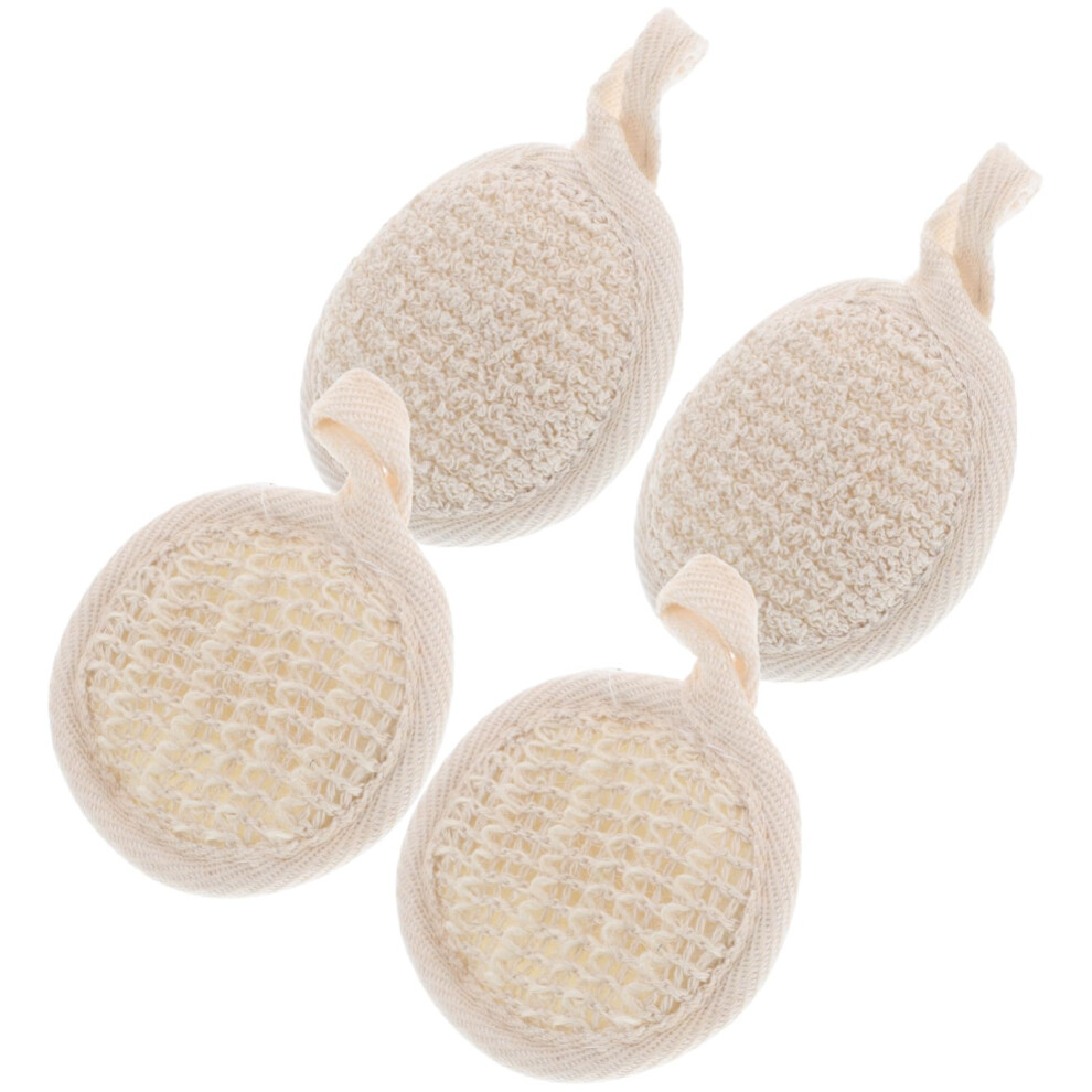 4 Pack Natural Loofah Bath Sponge Exfoliating Body Scrubber for Dead Skin Removal