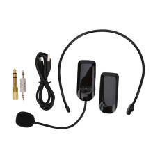 2.4G trådløst mikrofonheadset med høj signalstabilitet og hurtig transmission. Klar lydkvalitet, lang rækkeviddeforbindelse til lydforstærker.