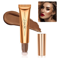 Liquid Contour Wand with Cushion Applicator and Cream Contour Stick for Natural Matte Finish, Grey Brown