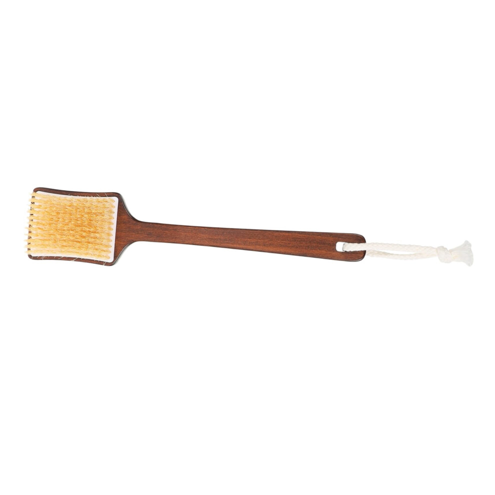 Wooden Bath Brush with Natural Pig Bristles, Long Handle Back Scrubber for Gentle Exfoliation