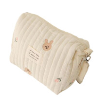 Baby Stroller Organizer with Large Capacity Multi Pocket Storage and Zipper Closure Cotton Diaper Tote for Travel