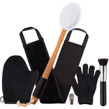 Self Tanning Mitt Applicator Kit 5 Piece with Back Applicator, Exfoliating Glove and Face Brush
