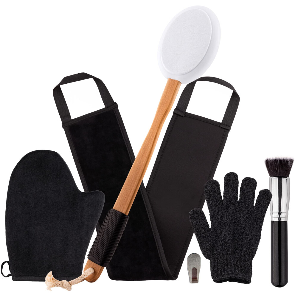 Self Tanning Mitt Applicator Kit 5 Piece with Back Applicator, Exfoliating Glove and Face Brush