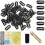 Black Wig Clips for Hair Extensions 32mm UShape Snap Comb Secure Grip Needles Thread Scissors Set 1