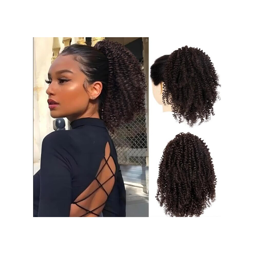 Unisex Afro Kinky Curly Drawstring Ponytail Hair Extension Synthetic Heatresistant Natural Volume #4