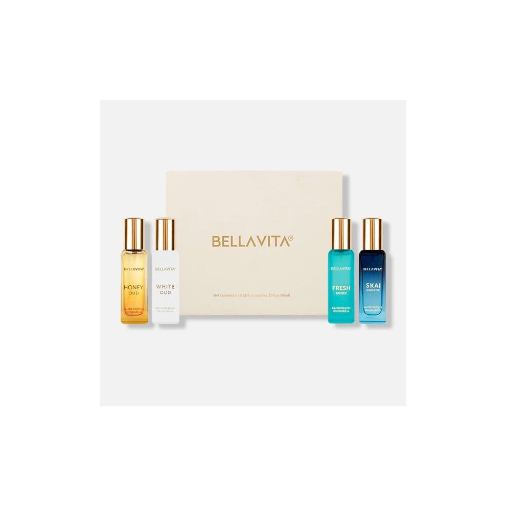 White Luxury Unisex Perfume Gift Set With Four Signature Scents And Long Lasting Fragrance