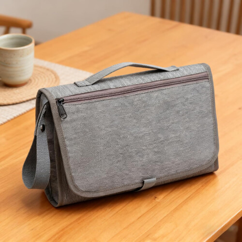 Large Capacity Diaper Bag Backpack with Foldable Changing Pad, Stylish Multi Compartment Organizer, Light Gray 2