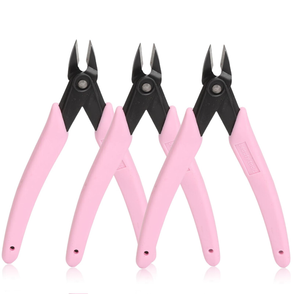 3pcs Stainless Steel Cuticle Nipper with AntiSlip Grip for Precise Nail Trimming Pink