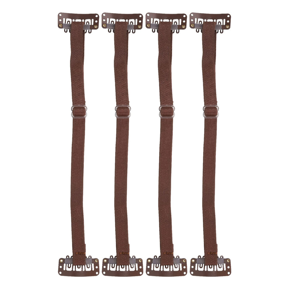 4PCS Adjustable Face Lifting Bands with Hair Clips, Reusable Facial Lift Straps for Wrinkle Removal and Firming Skin (Brown)