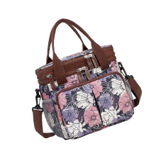 Large Capacity Diaper Bag for Moms with Multiple Compartments Purple Floral Crossbody Travel Friendly