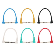 Cabo patch para guitarra durável e flexível de 6 polegadas, cabo de áudio curto antirruído de 6,35 mm com plugue em ângulo reto, integridade de