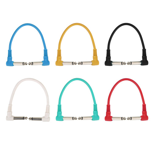 Cabo patch para guitarra durável e flexível de 6 polegadas, cabo de áudio curto antirruído de 6,35 mm com plugue em ângulo reto, integridade de