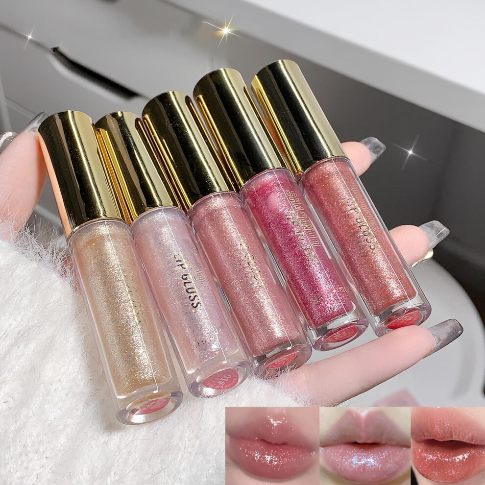 Red Glitter Lip Gloss Set 5 Colors With Moisturizing Shimmery Finish And Longlasting Sparkle Wear