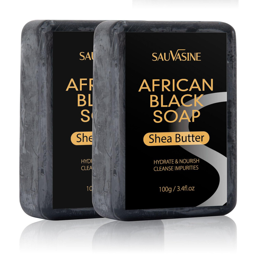 Black African Soap With Shea Butter For Face And Body Deep Cleansing And Gentle Exfoliation