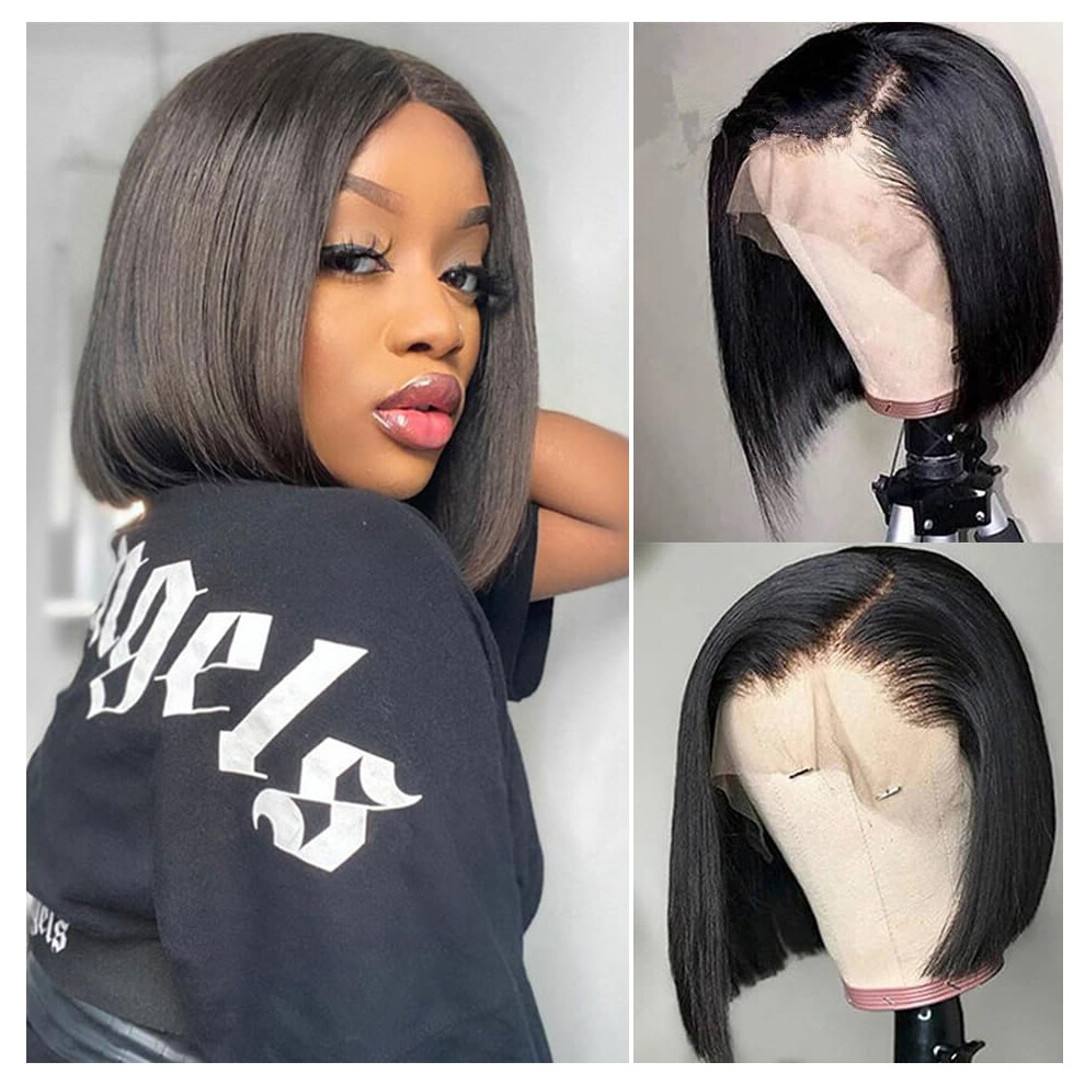 8 Inch Human Hair Lace Front Bob Wig for Women, Pre Plucked HD Lace, 180% Density, Glueless
