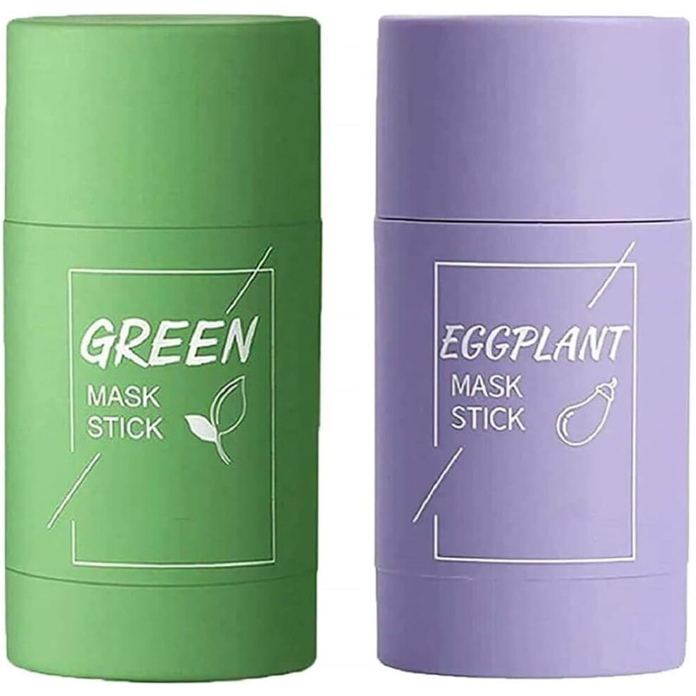 Green/Eggplant Tea Mask Stick Blackhead Remover, Deep Pore Cleansing Face Mask 2Pcs Tea And