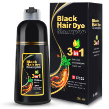 Hair Dye Shampoo 3 in 1 Instant Gray Coverage Black Hair Color for Men and Women 500ml Long Lasting