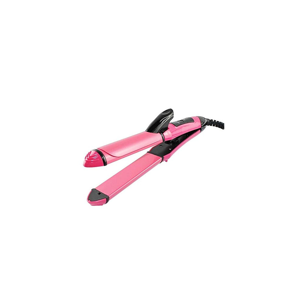 2 in 1 Curling Iron and Straightener Tourmaline Ceramic Wand Fast Heat Up Adjustable Temperature