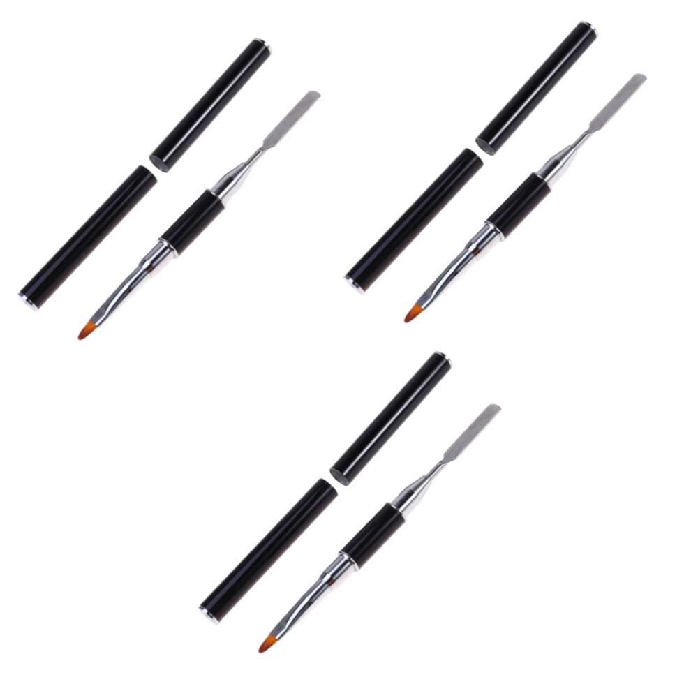 Black 3Pcs Doublesided Nail Art Dotting Pens Set For Precise Nail Designs And Nail Extension Tools