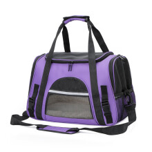 Pet Carrier with Breathable Mesh and Plush Pad, Purple Cat Dog Travel Bag for Small Pets Under 10kg