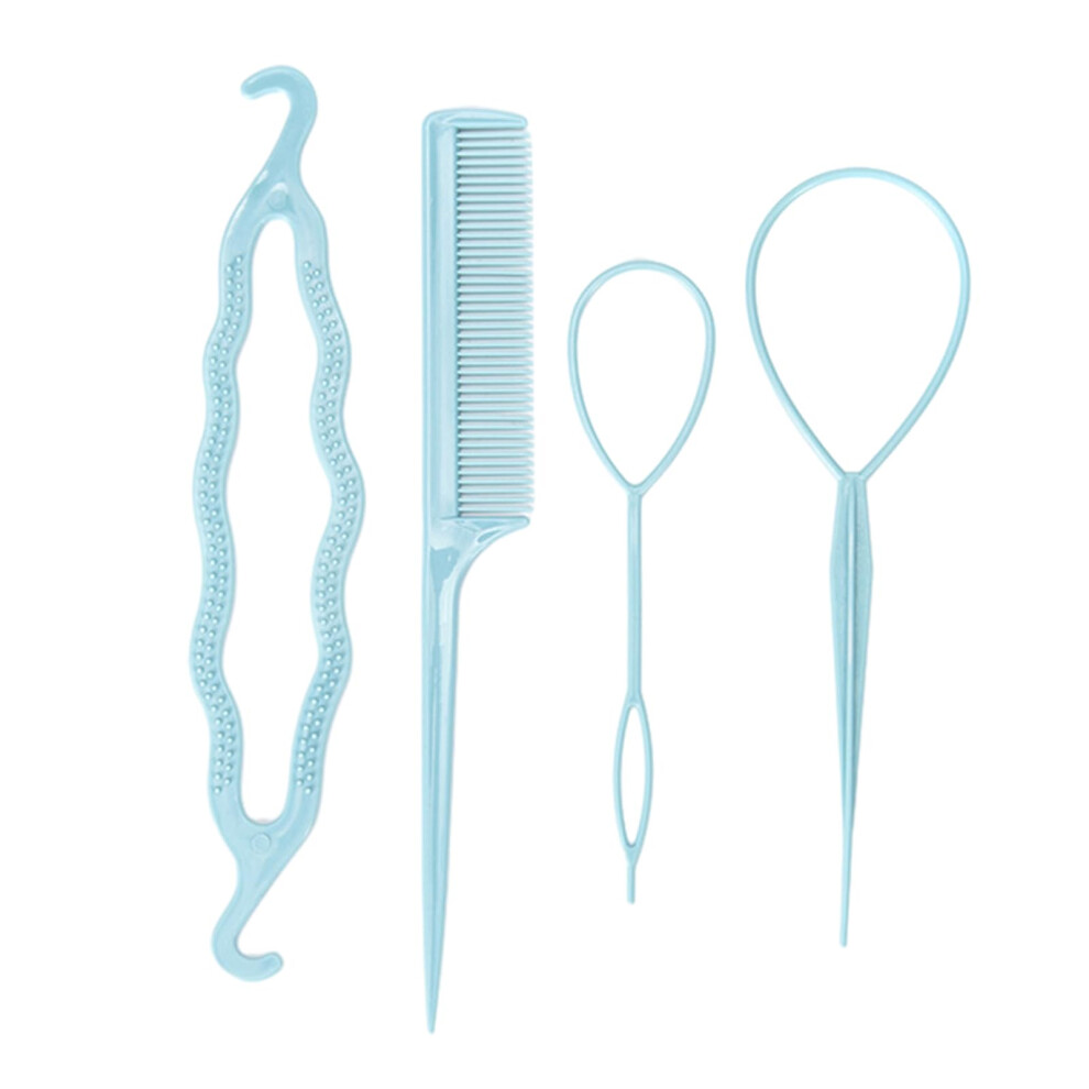 Hair Styling Tool with Flexible Loop for Quick Ponytails and Braids, Light Blue for Girls