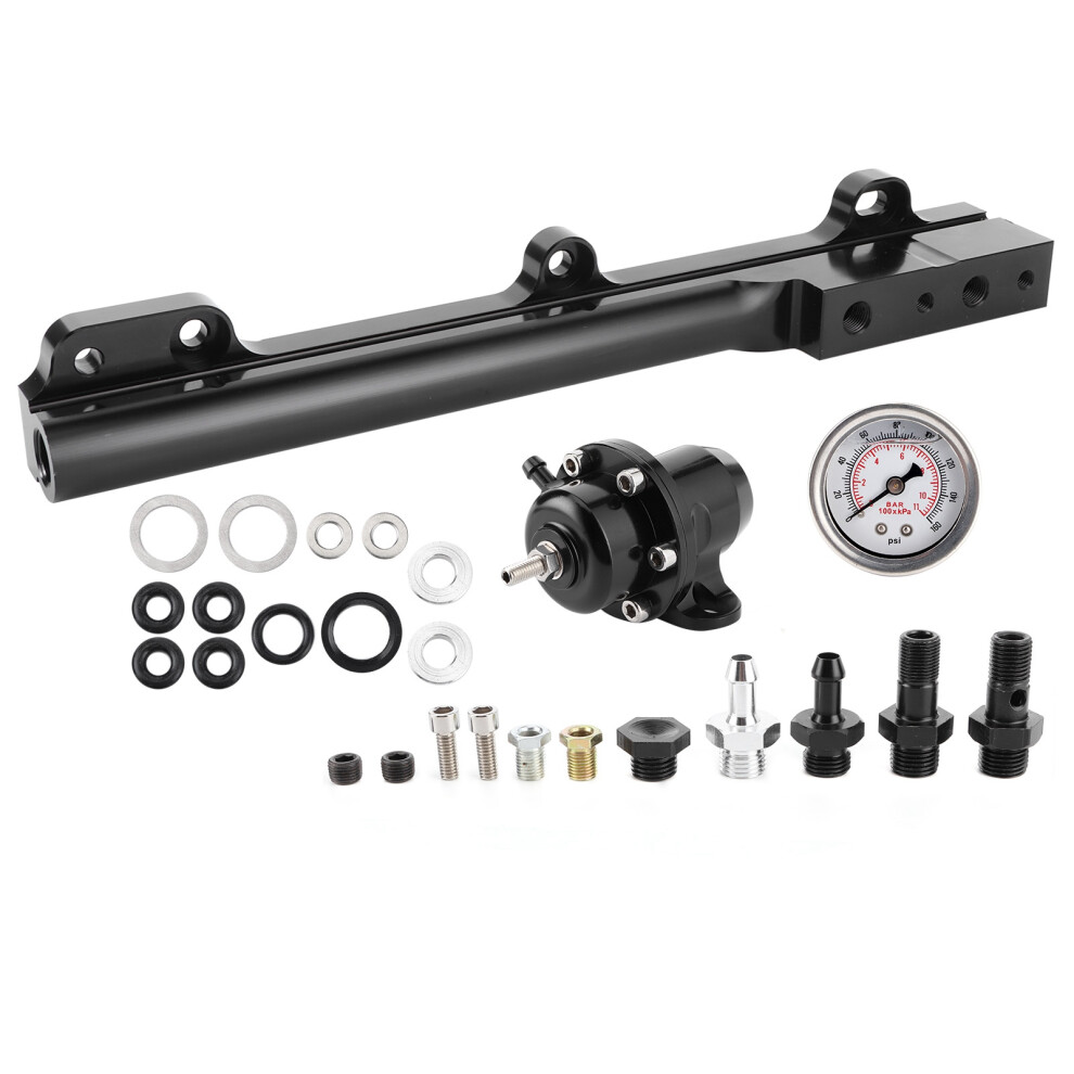 Efi System Component High Flow Fuel Rail Anodized Finish Stock And Aftermarket Injectors Sturdy Durable Stable Work Performance Sophisticated Black 9138057069822