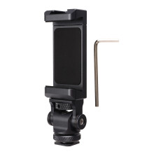 Clip ajustable para teléfono móvil con soporte de zapata fría, trípode giratorio de 360 con pivote ajustable multiángulo para iPhone, Samsung