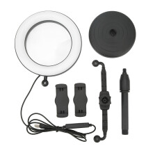 LED Ring Light with Rotatable Ball Head, 3 Light Modes Dimmable LED Lighting USB Charging Cable 11 Brightness Levels Adjustable Long Arm Color