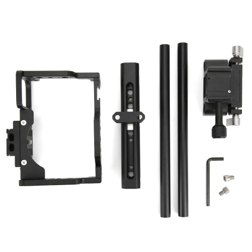 Cage System For Sony FX30 FX3, 3/8"-16 Threads And Quick Release Plate Enabled Rig With Top Handle Mount And Side Handle Compatibility,