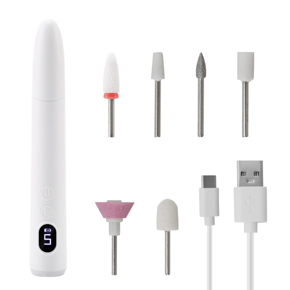 Electric Nail Drill Kit with 12 Bits and 30 Sanding Bands, Rechargeable Nail File for Acrylic and Gel