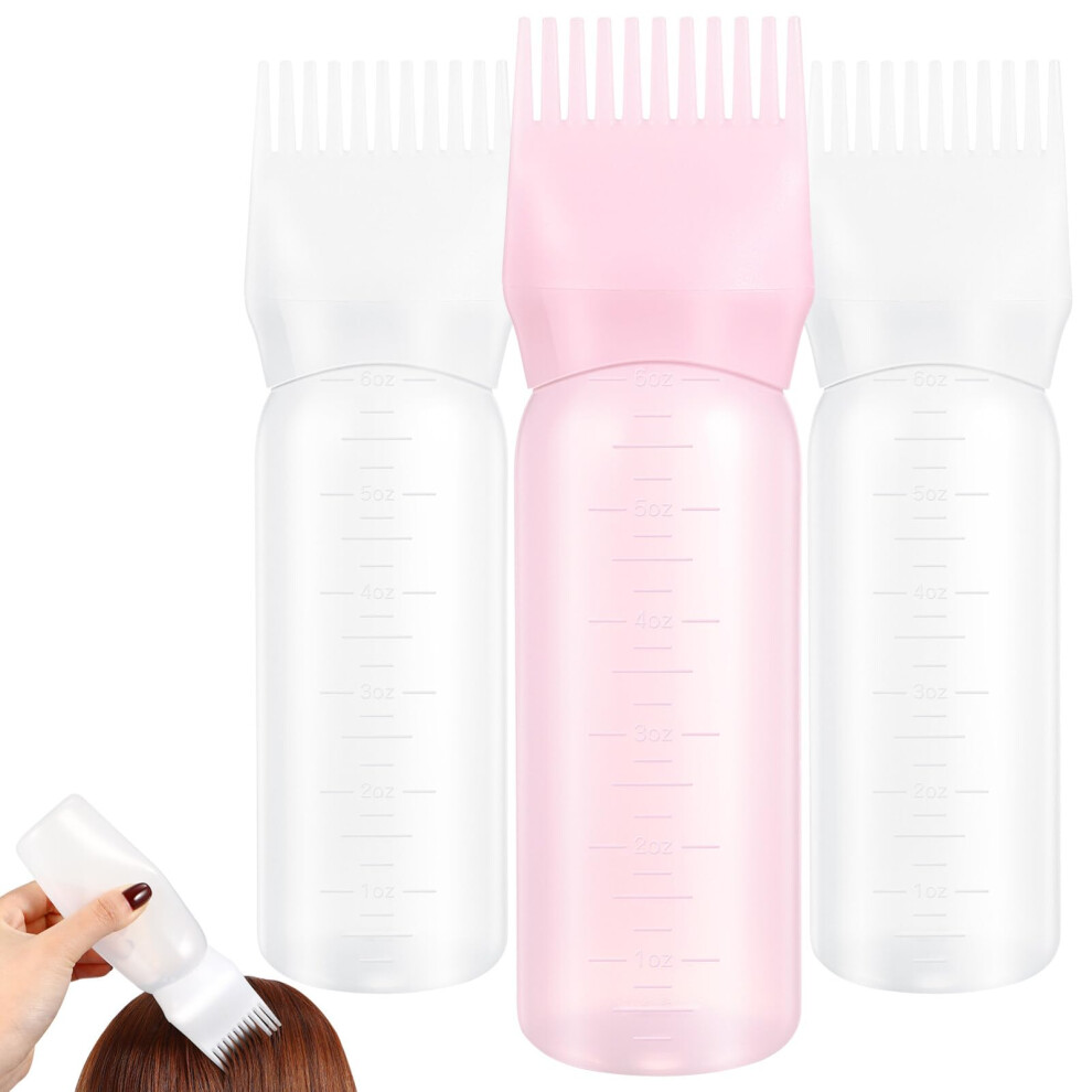 3pcs Hair Dye Applicator Bottle with Comb, Graduated Scale for Precise Root Application at Home Salon
