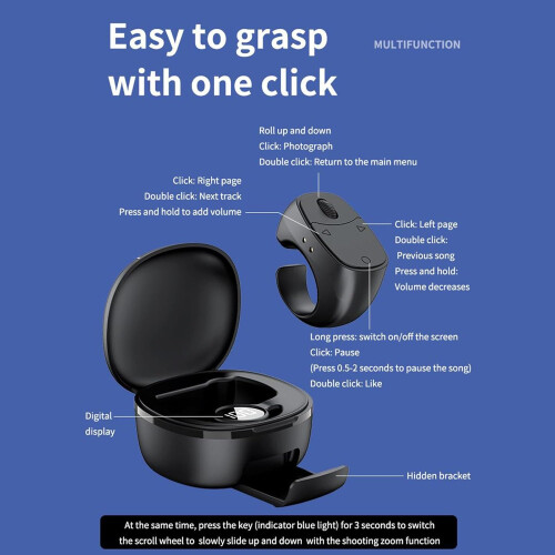 Bluetooth Page Turner Ring with Wireless Remote Control for Tablets Phones EBooks and Presentations 2