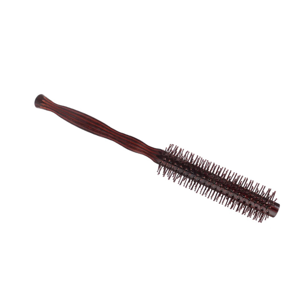 Mini Round Hair Brush for Bangs and Beard Styling with Wooden Handle and Heat Resistant Bristles