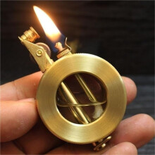 Vintage Kerosene Lighter With Transparent Fuel Tank, Steampunk Windproof Soft Flame, Collectible For Men Dad Husband