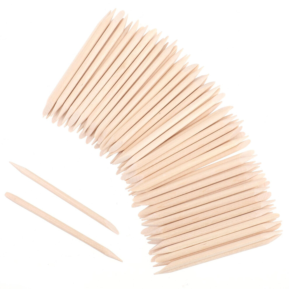 Orange 200Pcs Wooden Cuticle Sticks Dualend Precision Tips For Manicure Pedicure Nail Care
