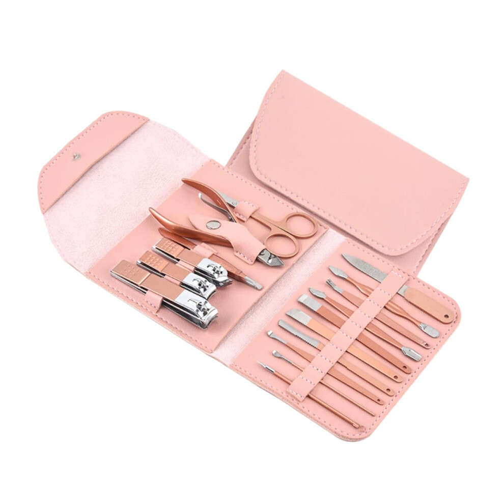 Professional 16 Piece Manicure Pedicure Set with Ergonomic Grip, Complete Nail Clippers Kit for Travel