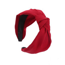 Knotted Headband for Women Girls Wide AntiSlip Twill Fabric Solid Red Fashion Hair Accessory