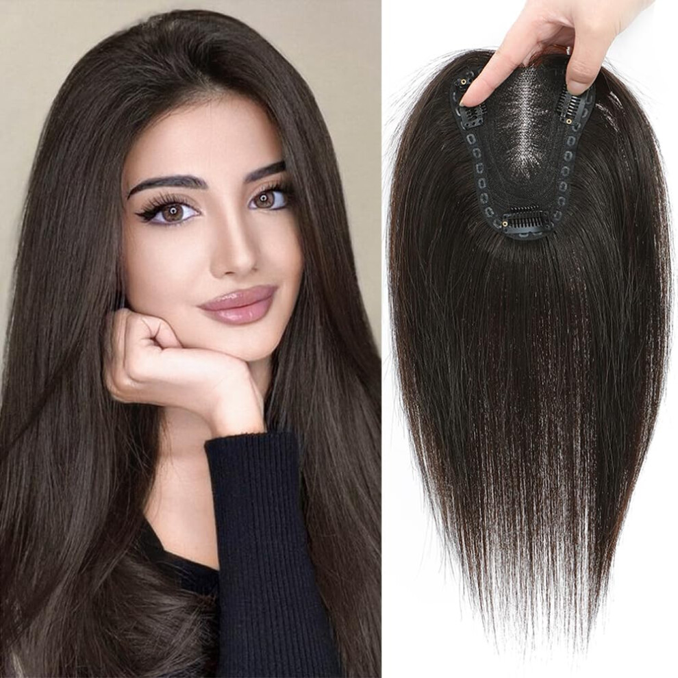 Unisex 12 Inch Remy Human Hair Topper Clipin Wiglet For Thinning Hair Women, Swiss Lace Base Pack Of 2