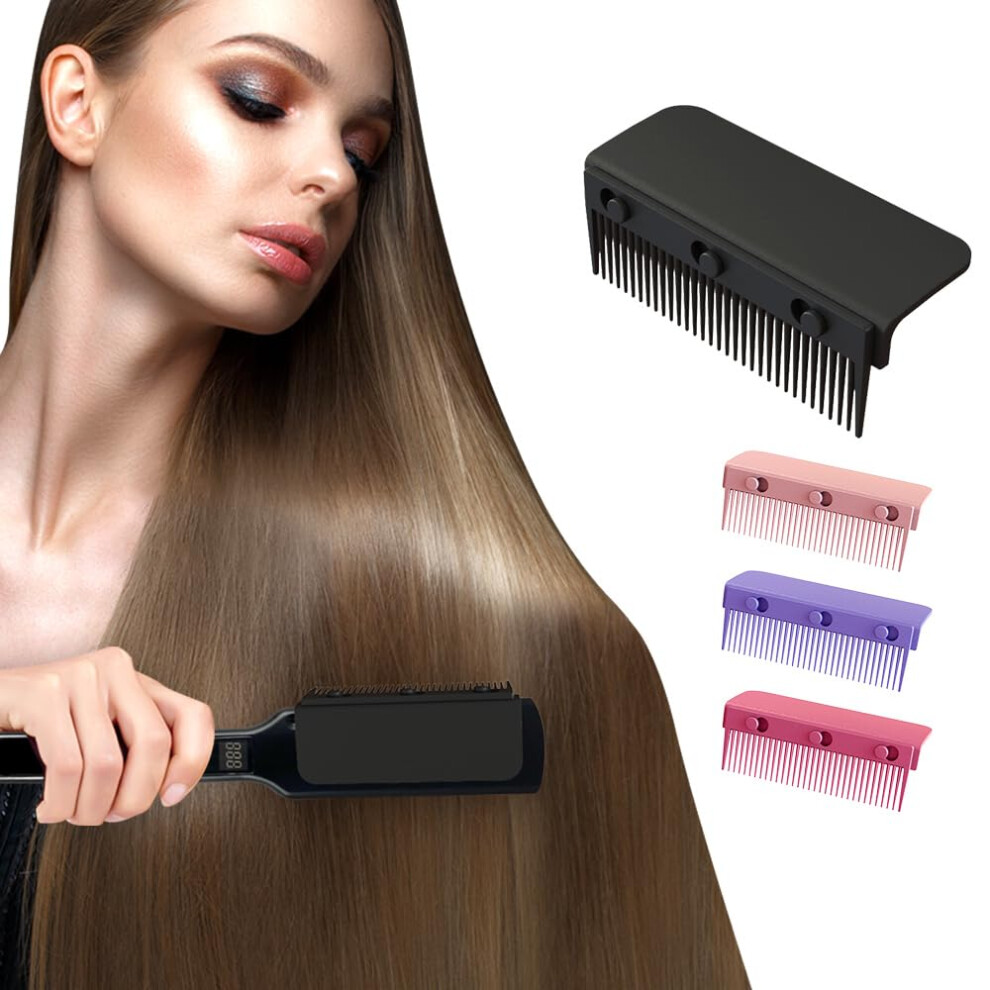 Red Flat Iron Comb Attachment Rose Heat Resistant Clip For Fast Hair Straightening