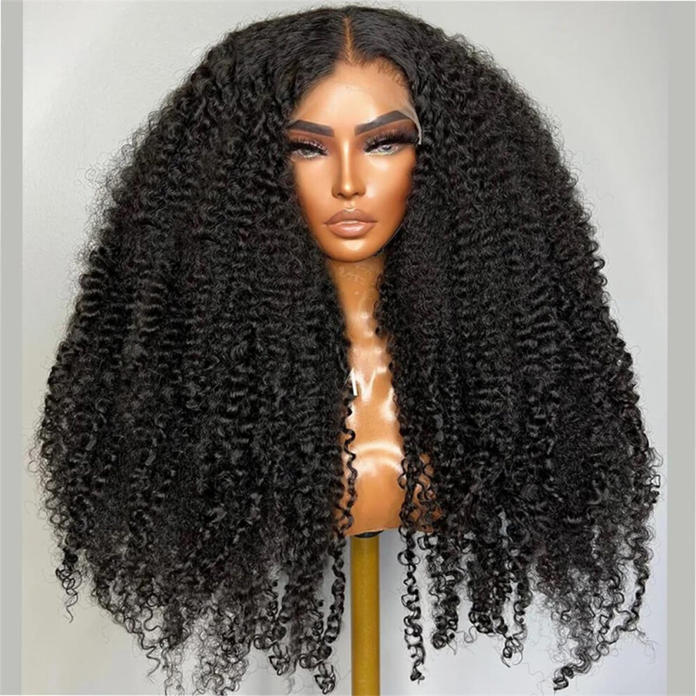 HD Lace Front Wig 13x6 Transparent Kinky Curly 30 Inch Brazilian Remy Human Hair 180 Density