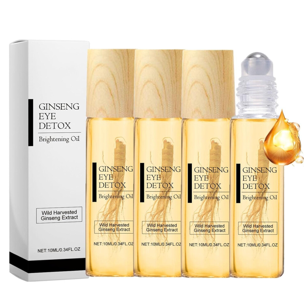 Dark Ginseng Eye Roller Serum For Circles And Puffiness, Antiaging Wrinkle Care With 360 Massage Ball, 3Pcs