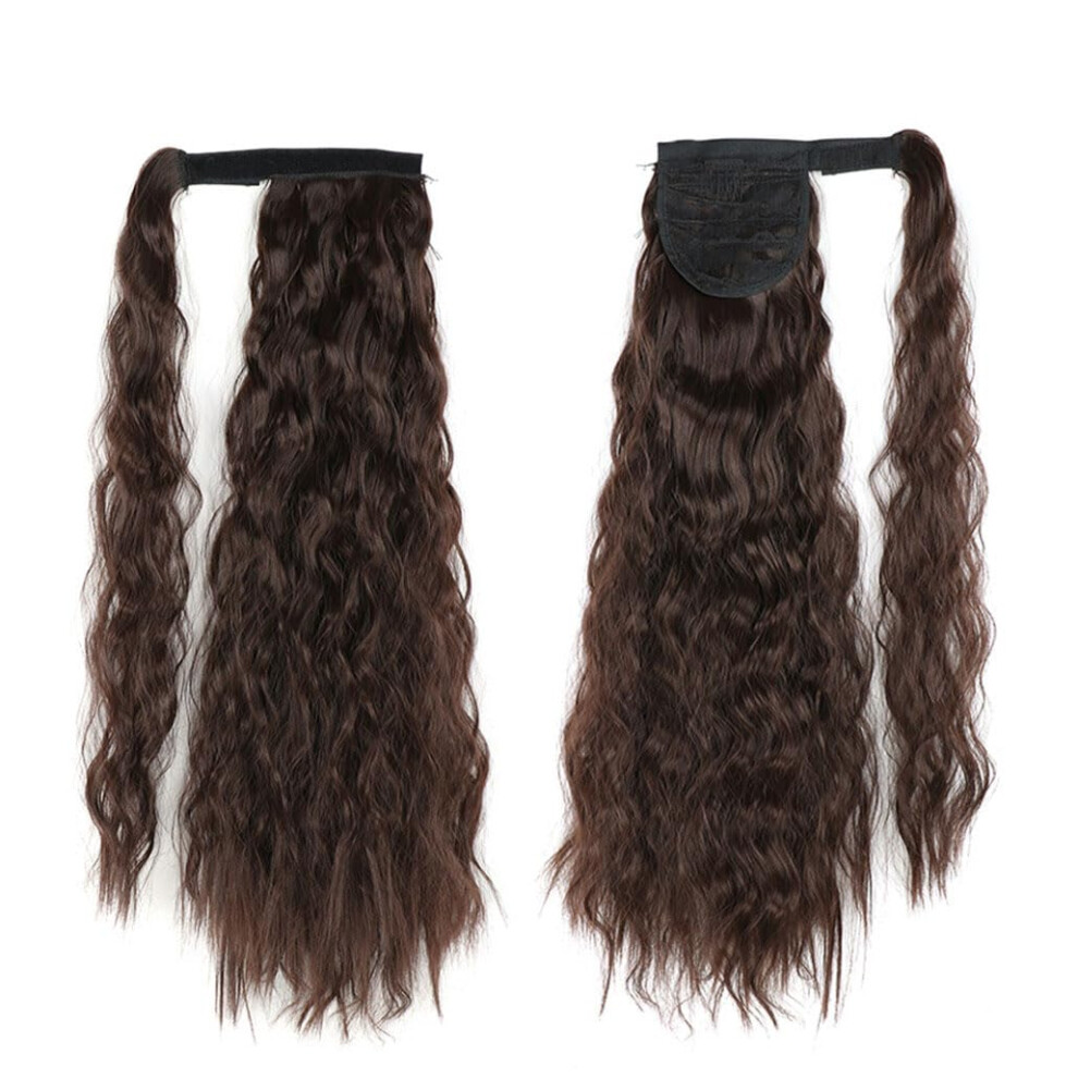 Ocean Wave Crochet Hair Extensions Wrap Around Ponytail Natural Heat Resistant Synthetic Brown Gray