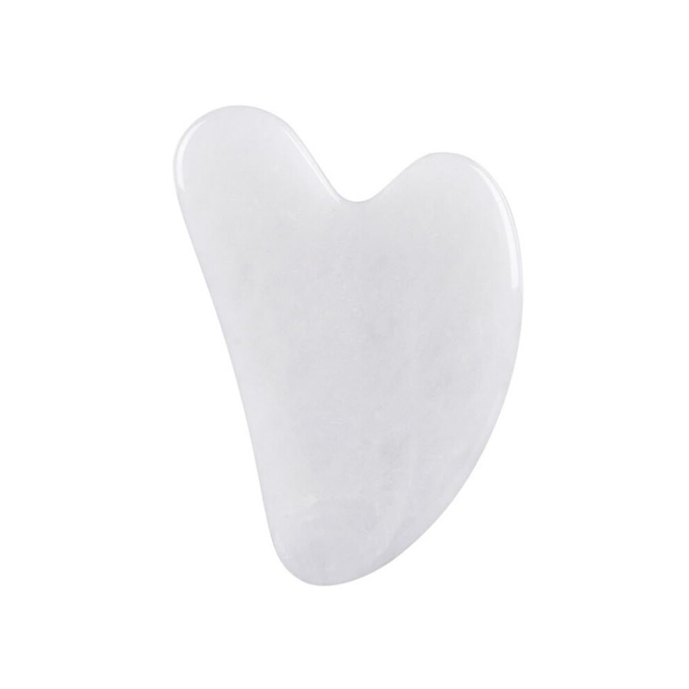 White Jade Gua Sha Tool for Face and Neck Massage, HeartShaped Stone for Facial Contour Enhancement